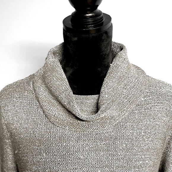 Sweater/dress with cowl neckline medium gray color with sequins - Picture 5 of 7